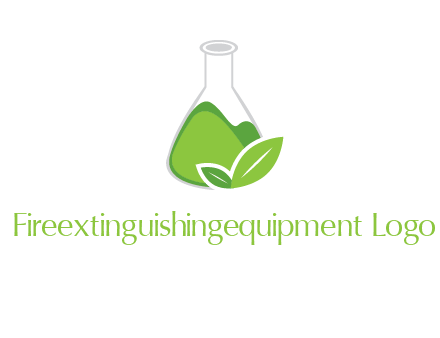 chemical flask and leaf pharmacy logo