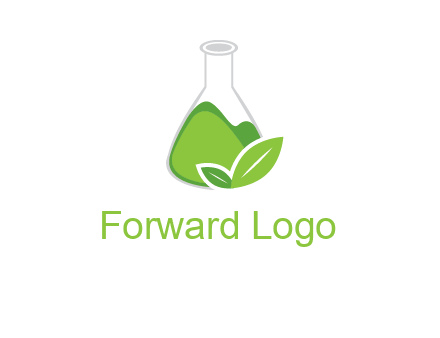 chemical flask and leaf pharmacy logo