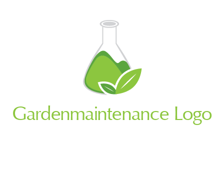 chemical flask and leaf pharmacy logo