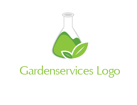 chemical flask and leaf pharmacy logo