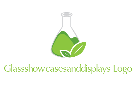 chemical flask and leaf pharmacy logo