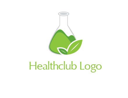 chemical flask and leaf pharmacy logo