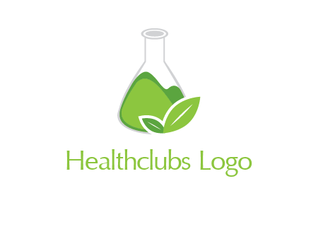 chemical flask and leaf pharmacy logo