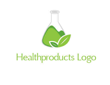 chemical flask and leaf pharmacy logo