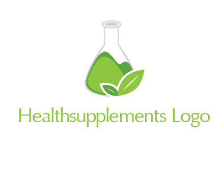 chemical flask and leaf pharmacy logo