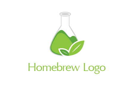 chemical flask and leaf pharmacy logo