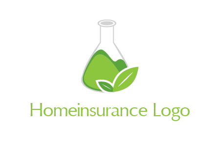 chemical flask and leaf pharmacy logo