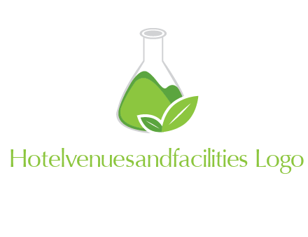 chemical flask and leaf pharmacy logo