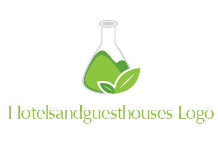 chemical flask and leaf pharmacy logo