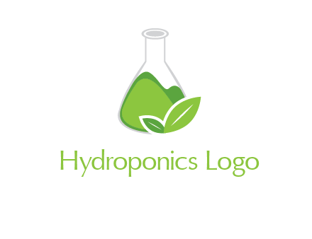 chemical flask and leaf pharmacy logo