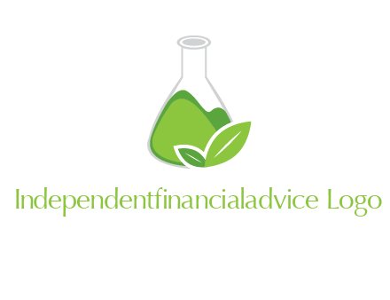 chemical flask and leaf pharmacy logo