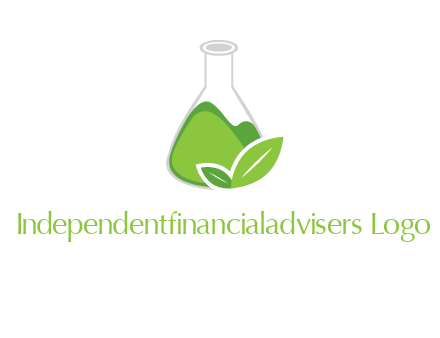 chemical flask and leaf pharmacy logo
