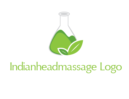 chemical flask and leaf pharmacy logo