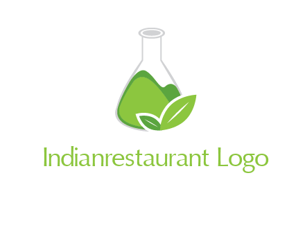 chemical flask and leaf pharmacy logo