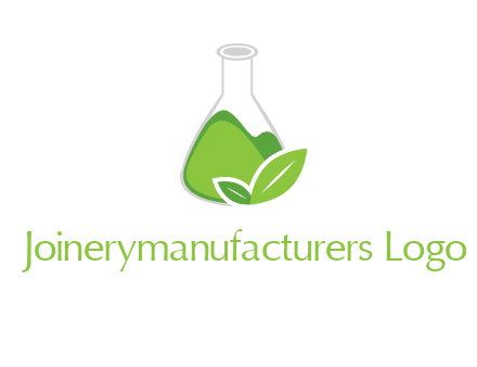 chemical flask and leaf pharmacy logo