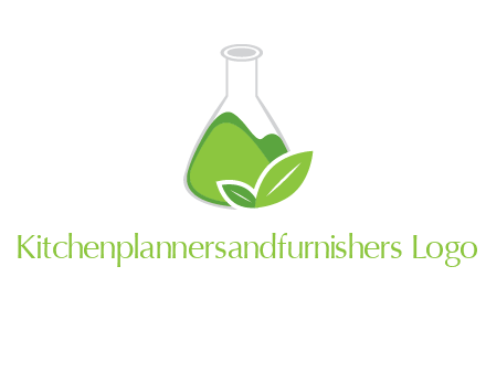 chemical flask and leaf pharmacy logo