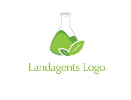 chemical flask and leaf pharmacy logo