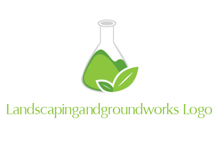 chemical flask and leaf pharmacy logo