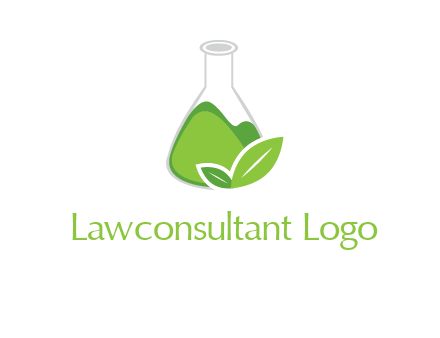 chemical flask and leaf pharmacy logo