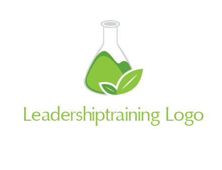 chemical flask and leaf pharmacy logo