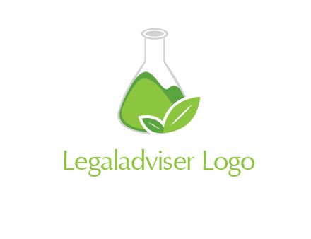 chemical flask and leaf pharmacy logo