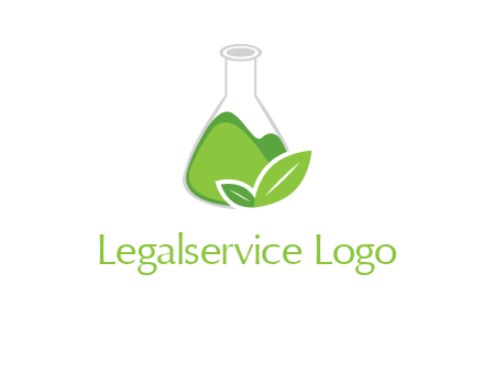 chemical flask and leaf pharmacy logo