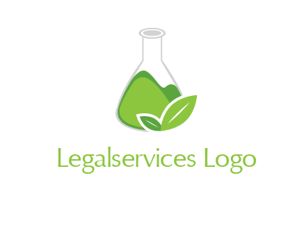 chemical flask and leaf pharmacy logo