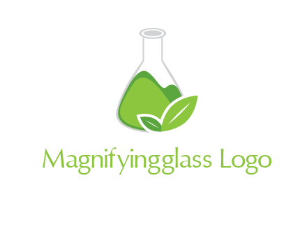 chemical flask and leaf pharmacy logo