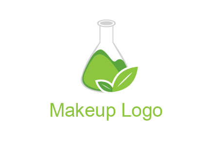 chemical flask and leaf pharmacy logo