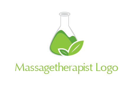 chemical flask and leaf pharmacy logo