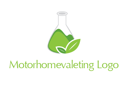 chemical flask and leaf pharmacy logo