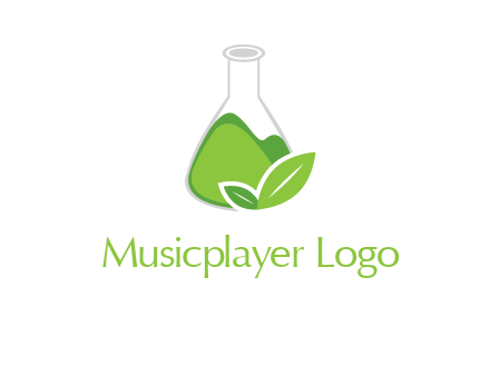 chemical flask and leaf pharmacy logo
