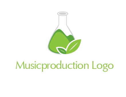 chemical flask and leaf pharmacy logo