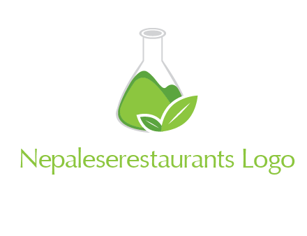 chemical flask and leaf pharmacy logo