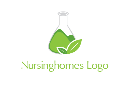 chemical flask and leaf pharmacy logo