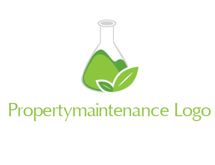 chemical flask and leaf pharmacy logo