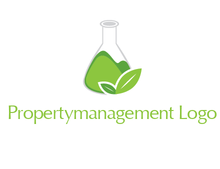 chemical flask and leaf pharmacy logo