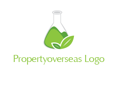 chemical flask and leaf pharmacy logo
