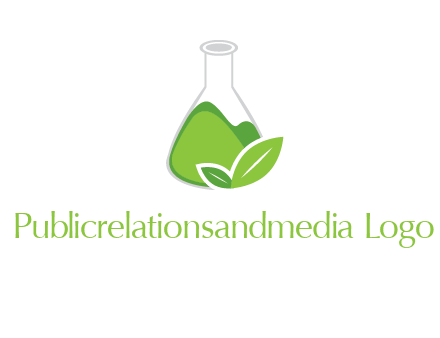 chemical flask and leaf pharmacy logo