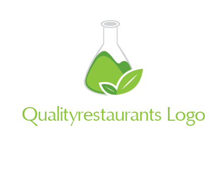 chemical flask and leaf pharmacy logo