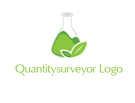 chemical flask and leaf pharmacy logo