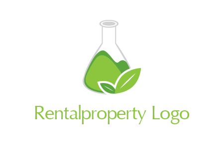 chemical flask and leaf pharmacy logo