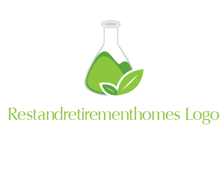chemical flask and leaf pharmacy logo