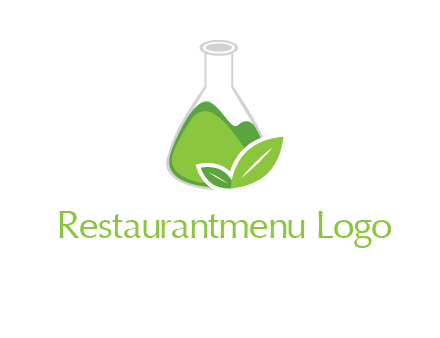 chemical flask and leaf pharmacy logo