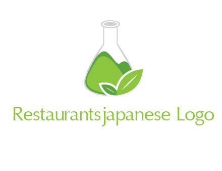 chemical flask and leaf pharmacy logo