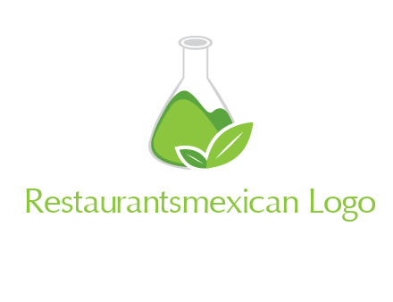 chemical flask and leaf pharmacy logo