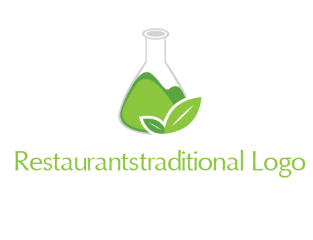 chemical flask and leaf pharmacy logo
