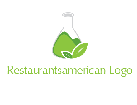chemical flask and leaf pharmacy logo