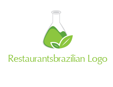 chemical flask and leaf pharmacy logo