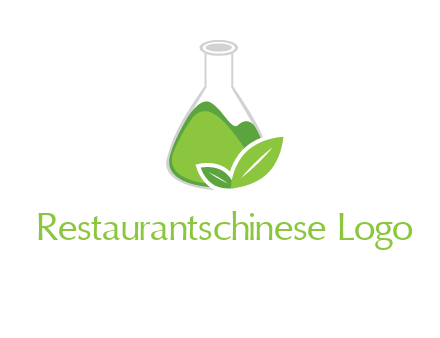 chemical flask and leaf pharmacy logo